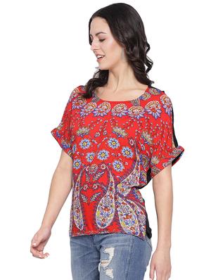 round neck paisley top - 16750925 - Standard Image - 2