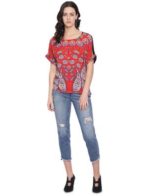 round neck paisley top - 16750925 - Standard Image - 4