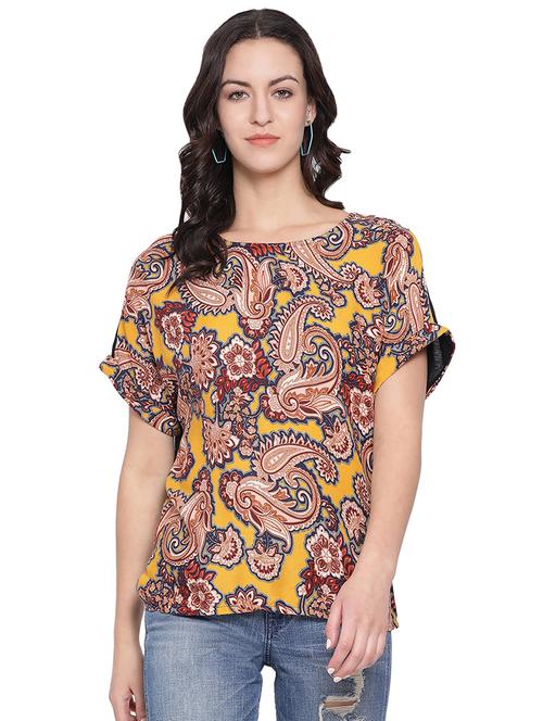 round neck paisley top - 16750926 - Standard Image - 1