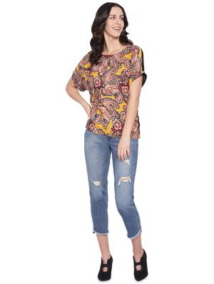 round neck paisley top - 16750926 - Standard Image - 4