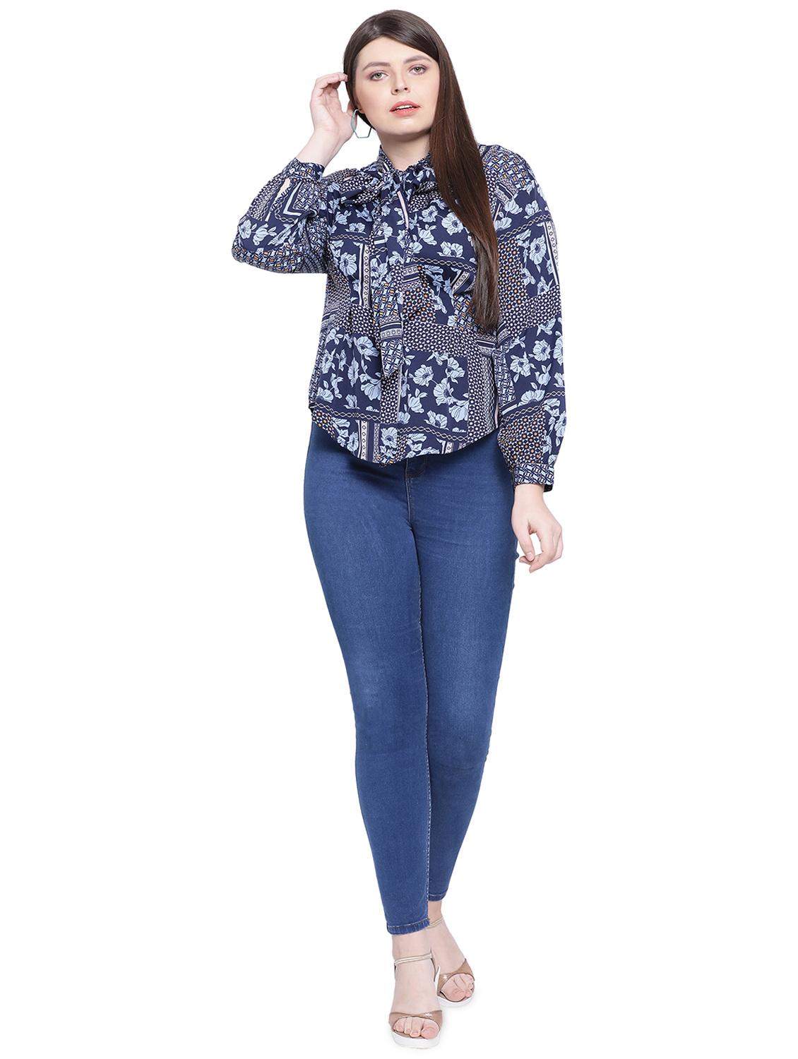 tie up neck floral top - 16750928 - Zoom Image - 4