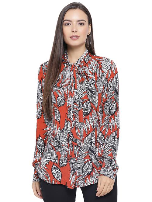 tie up neck tropical top - 16750930 - Standard Image - 1