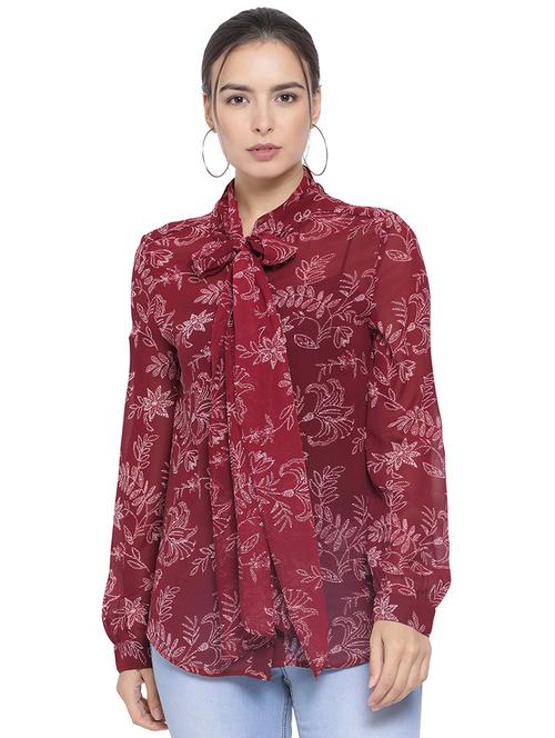 tie up neck floral top - 16750935 - Standard Image - 1