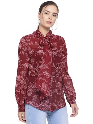 tie up neck floral top - 16750935 - Standard Image - 2