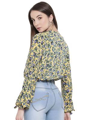 bishop sleeved floral crop top - 16750936 - Standard Image - 3