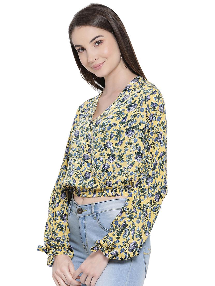 bishop sleeved floral crop top - 16750936 - Zoom Image - 2