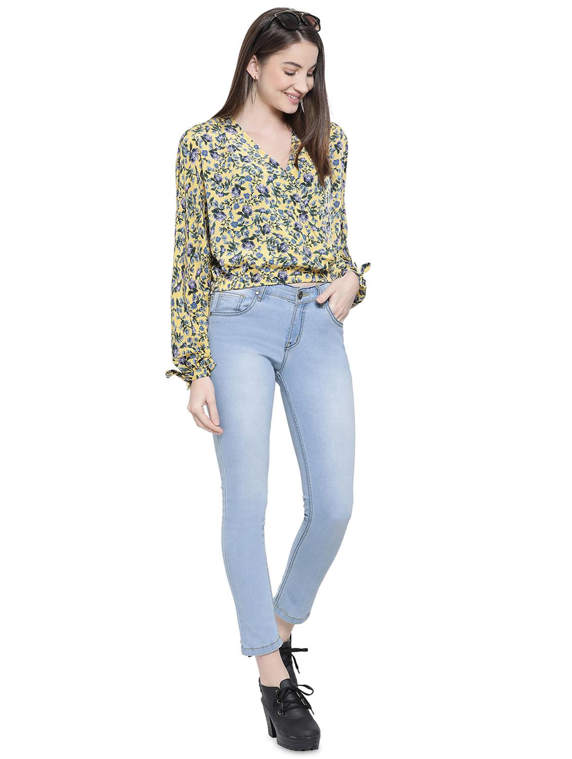 bishop sleeved floral crop top - 16750936 - Zoom Image - 4
