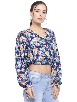 bishop sleeved floral crop top - 16750937 - Standard Image - 2