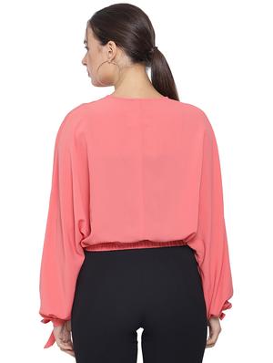 bishop sleeved solid crop top - 16750938 - Standard Image - 3