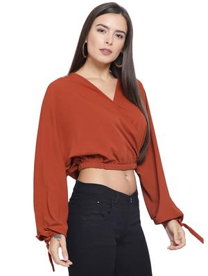 bishop sleeved solid crop top - 16750939 - Standard Image - 2