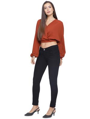 bishop sleeved solid crop top - 16750939 - Standard Image - 4