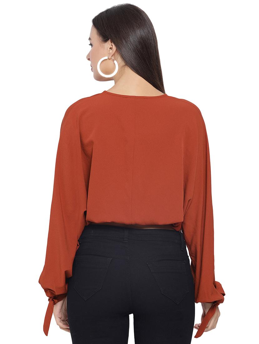 bishop sleeved solid crop top - 16750939 - Zoom Image - 3
