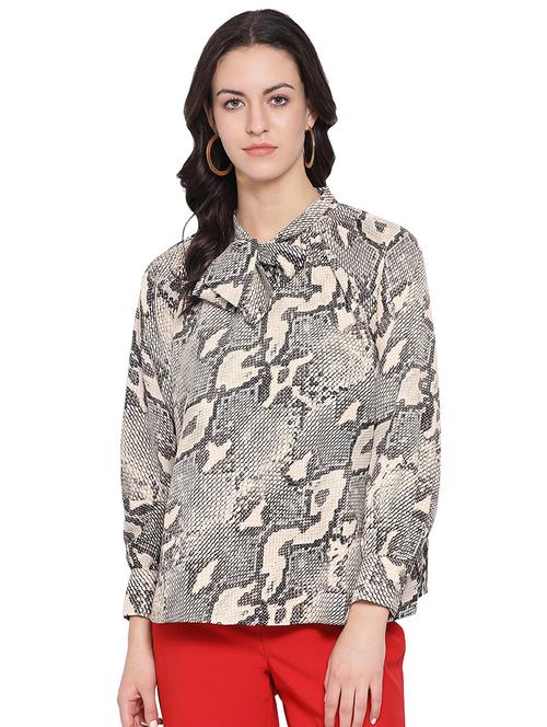tie up neck snake print top - 16750941 - Standard Image - 1