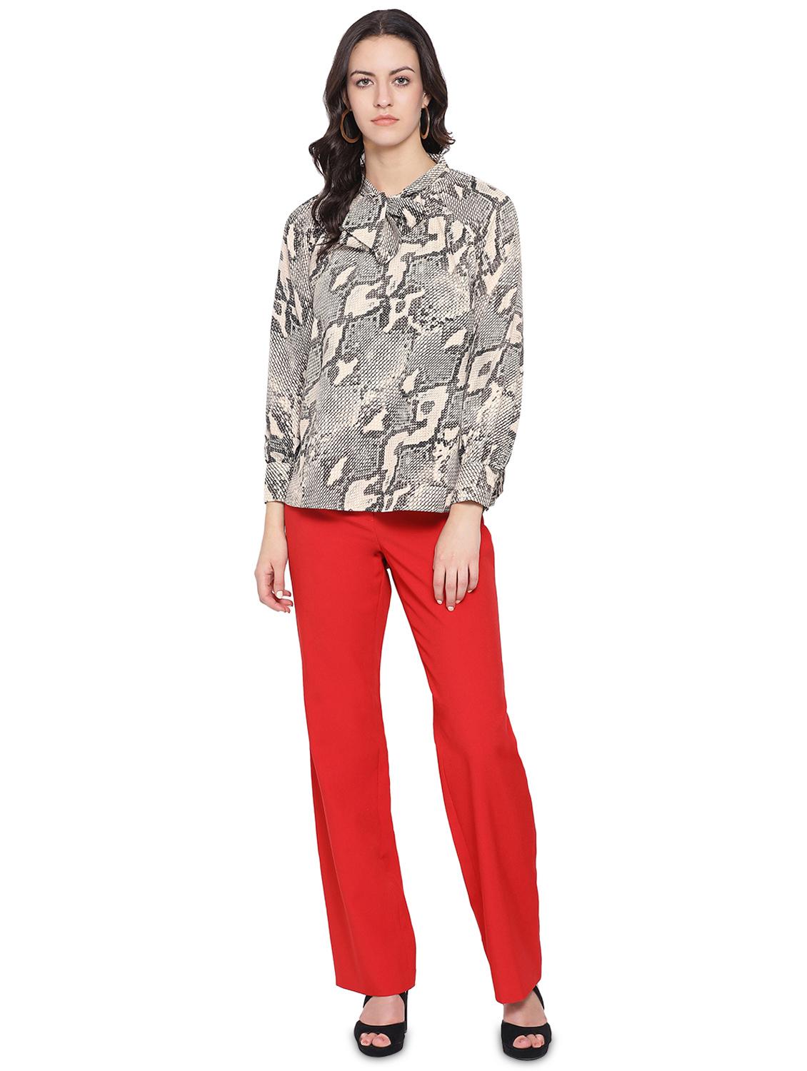 tie up neck snake print top - 16750941 - Zoom Image - 4
