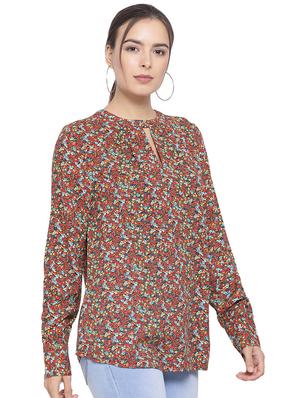key hole neck floral top - 16750949 - Standard Image - 2
