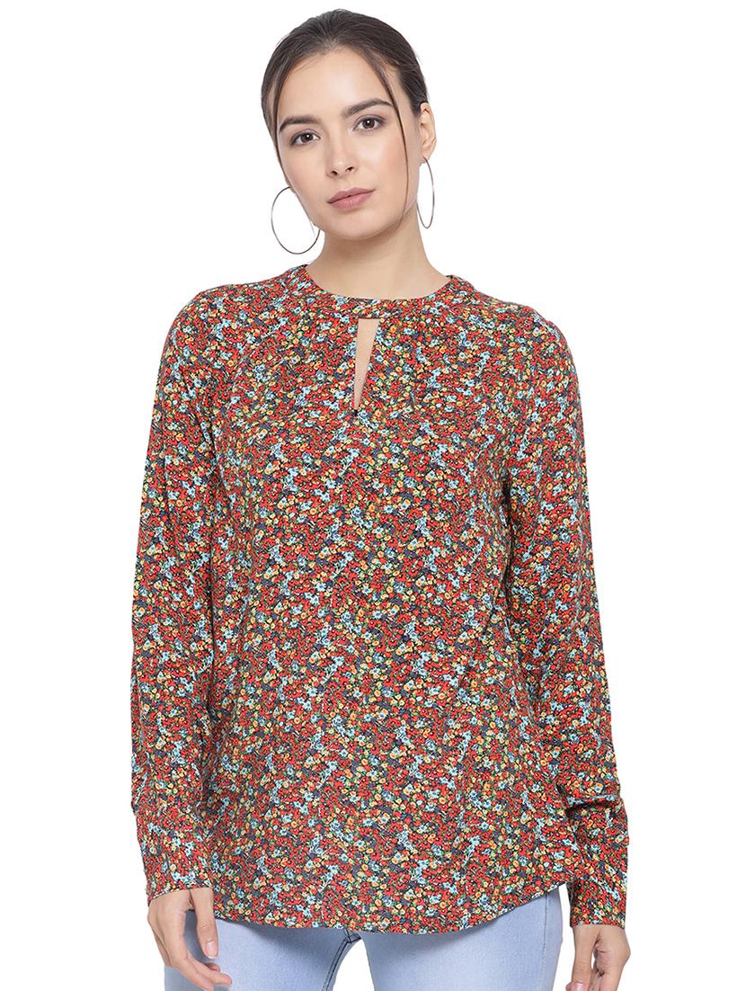 key hole neck floral top - 16750949 - Zoom Image - 1