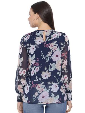 round neck floral top - 16750950 - Standard Image - 3