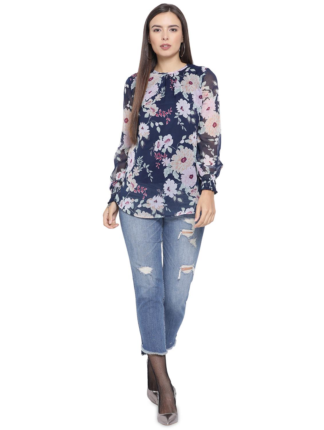 round neck floral top - 16750950 - Zoom Image - 4