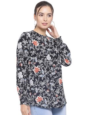 round neck floral top - 16750951 - Standard Image - 2