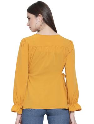 tie front bell sleeved top - 16750953 - Standard Image - 3