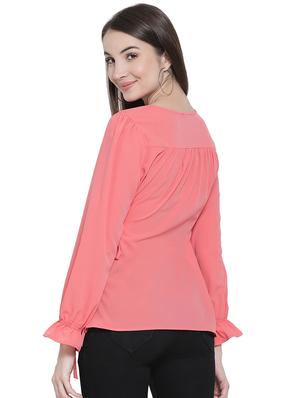 tie front bell sleeved top - 16750954 - Standard Image - 3
