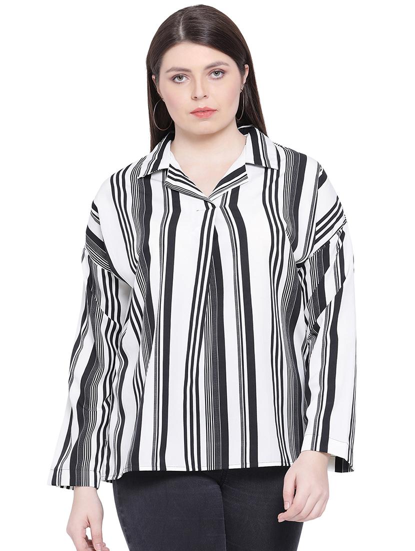 shirt collar striped top - 16750961 - Zoom Image - 1