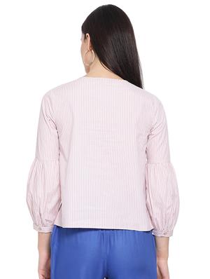 tie up neck striped top - 16750964 - Standard Image - 3