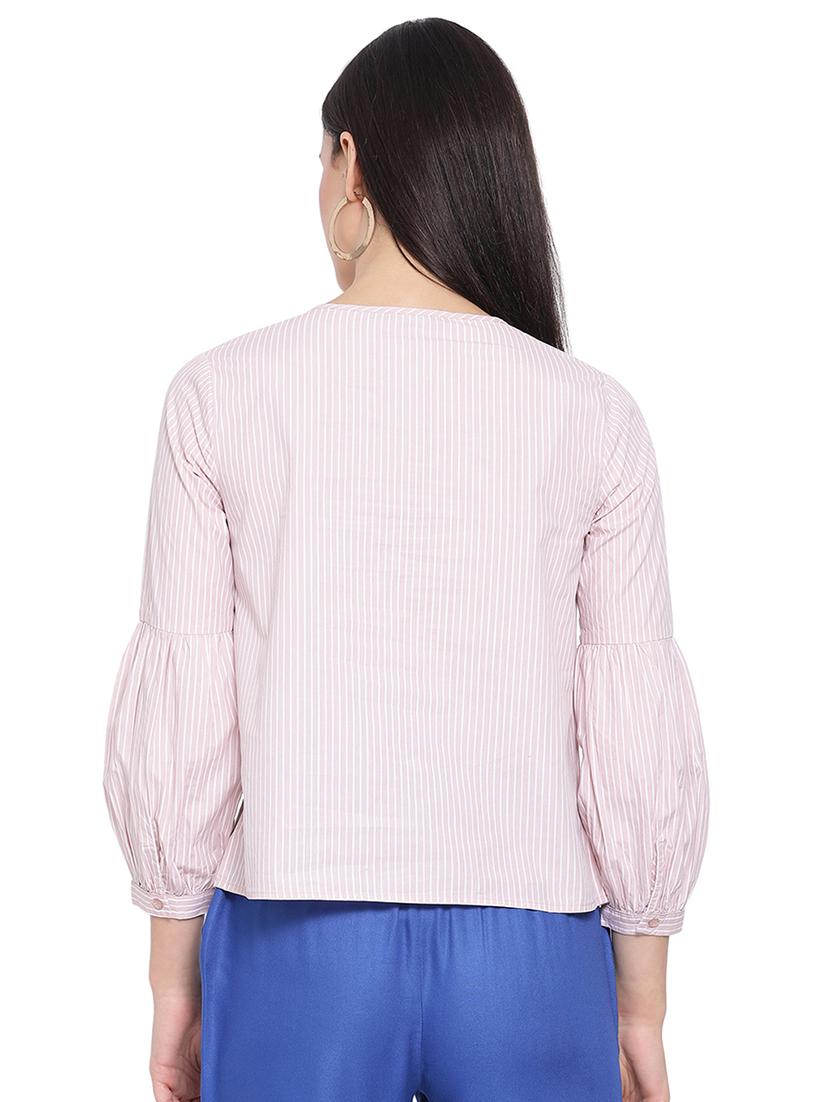 tie up neck striped top - 16750964 - Zoom Image - 3