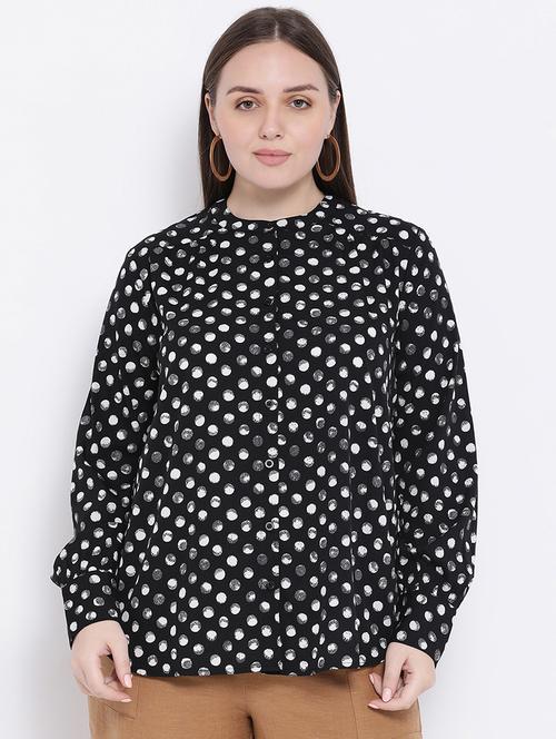 mandarin neck polka dot shirt - 16750982 - Standard Image - 1