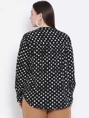 mandarin neck polka dot shirt - 16750982 - Standard Image - 3