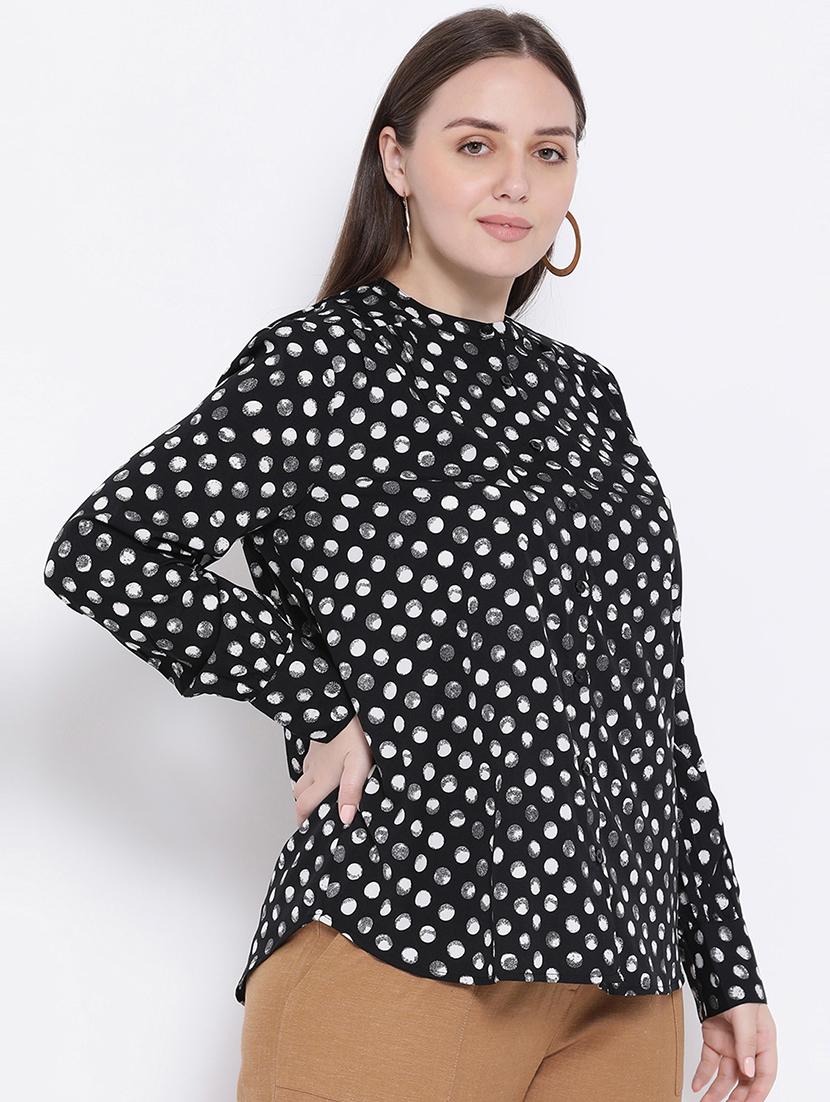 mandarin neck polka dot shirt - 16750982 - Zoom Image - 2