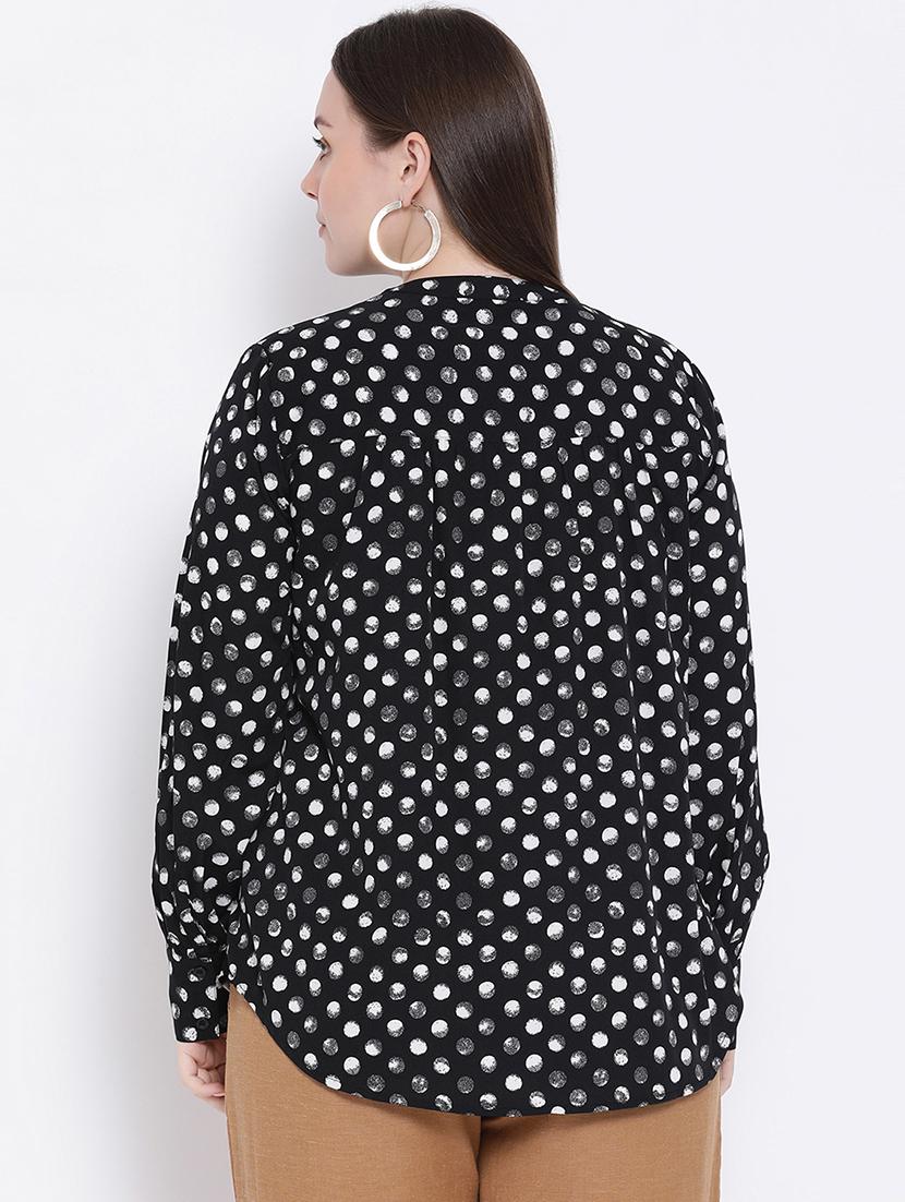 mandarin neck polka dot shirt - 16750982 - Zoom Image - 3