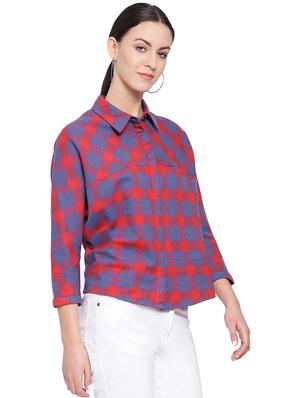 curved hem checkered shirt - 16750991 - Standard Image - 2