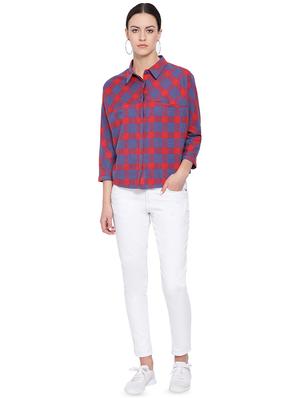 curved hem checkered shirt - 16750991 - Standard Image - 4