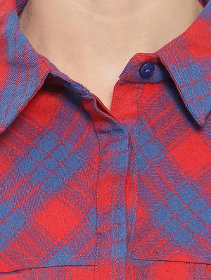 curved hem checkered shirt - 16750991 - Standard Image - 5