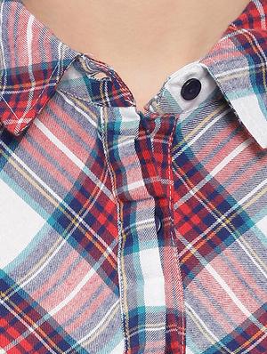 curved hem checkered shirt - 16750993 - Standard Image - 5