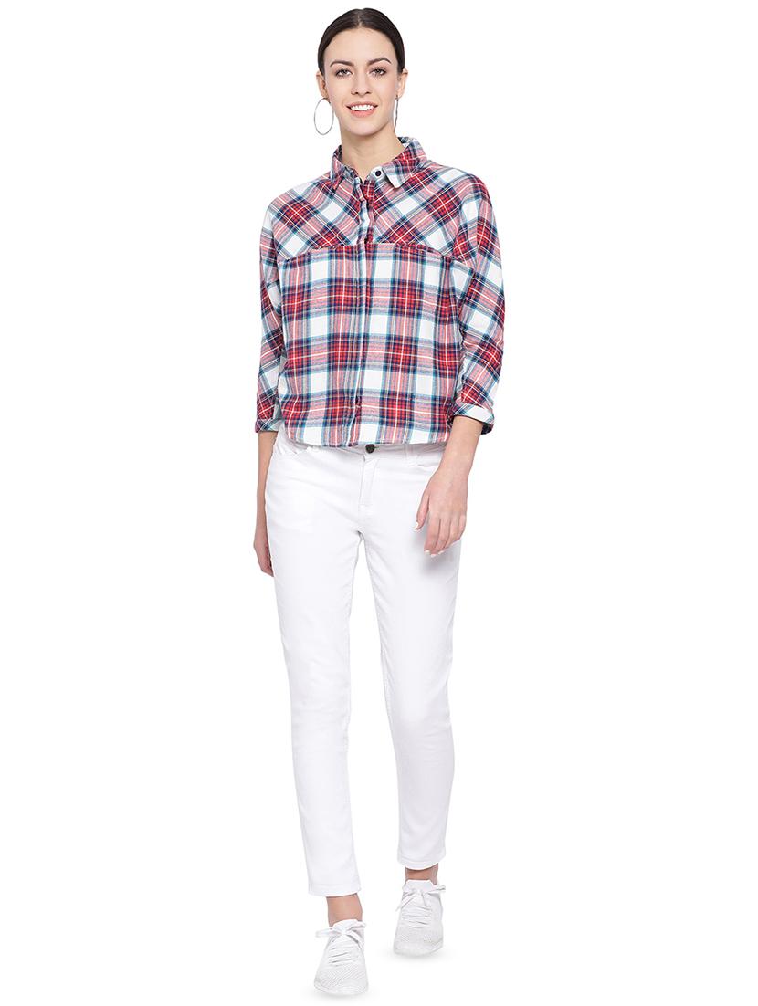 curved hem checkered shirt - 16750993 - Zoom Image - 4