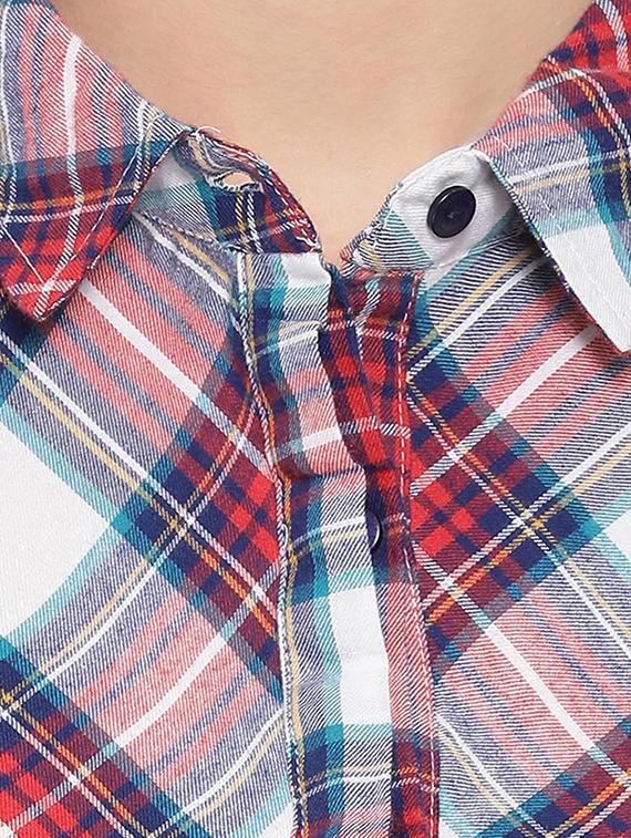 curved hem checkered shirt - 16750993 - Zoom Image - 5