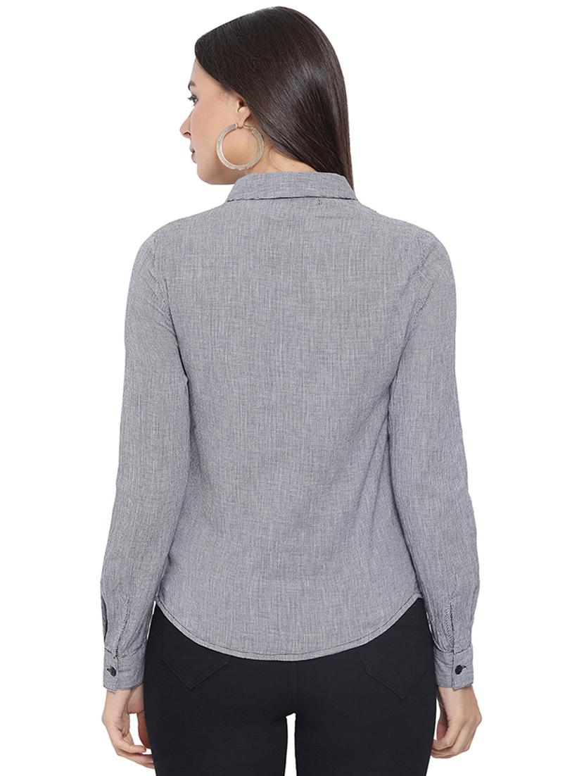 embroidered detail checkered shirt - 16750998 - Zoom Image - 3