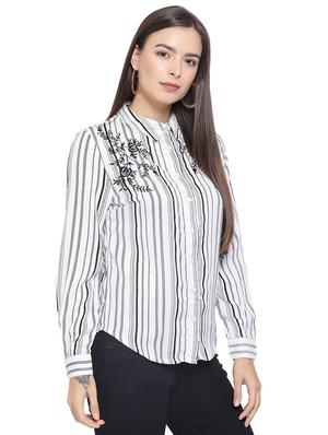 embroidered detail striped shirt - 16751000 - Standard Image - 2