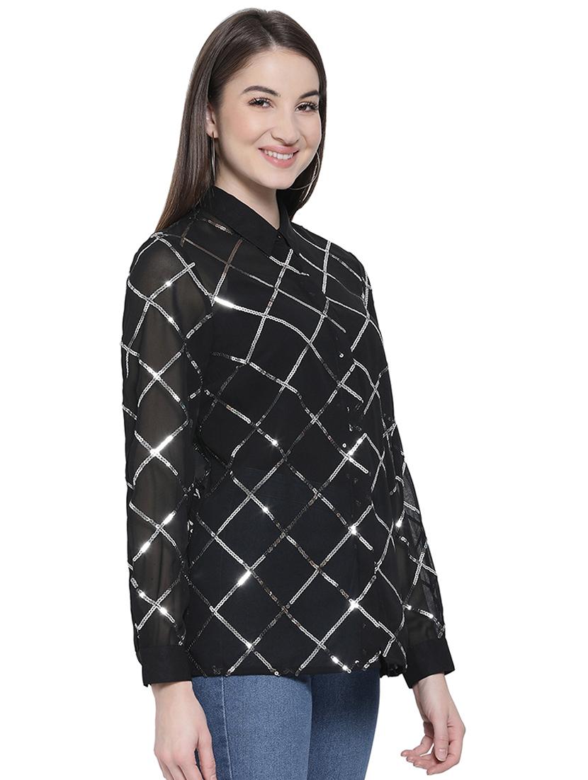 long sleeved sequin embellished shirt - 16751003 - Zoom Image - 2