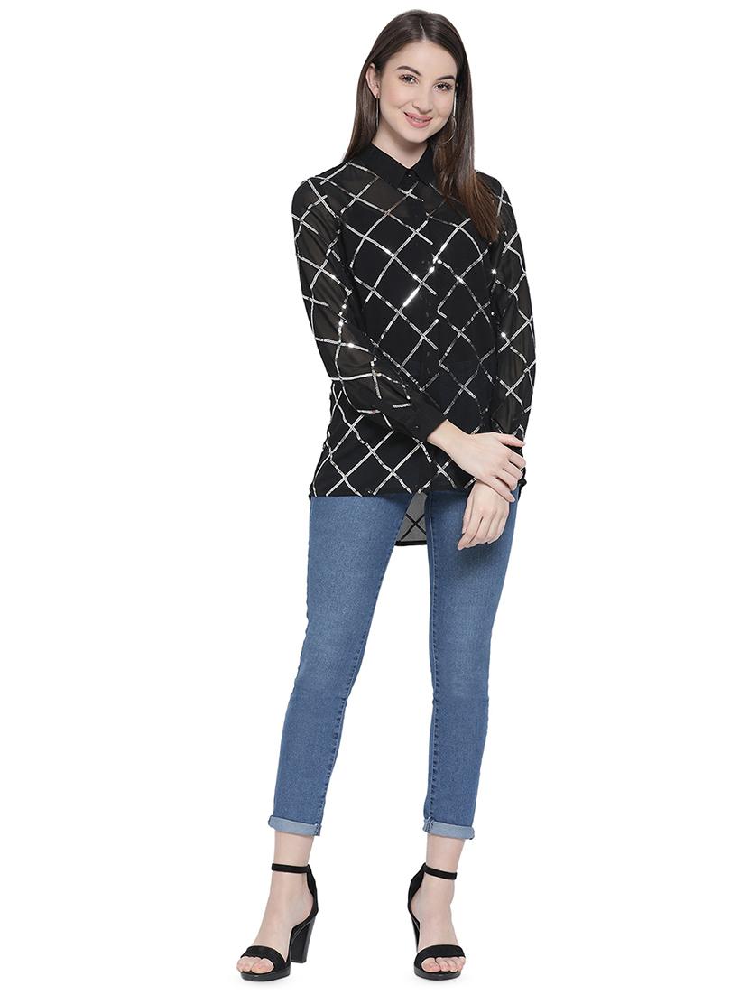 long sleeved sequin embellished shirt - 16751003 - Zoom Image - 4