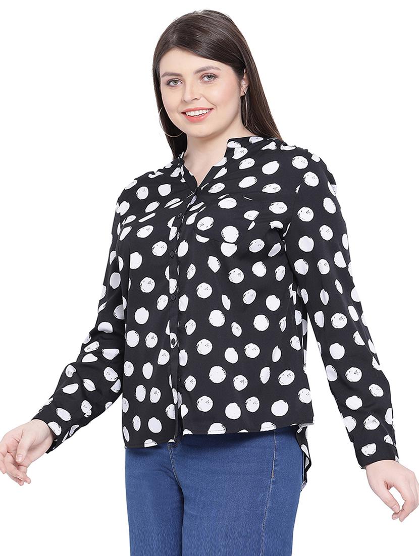 mandarin neck polka dot top - 16751005 - Zoom Image - 2