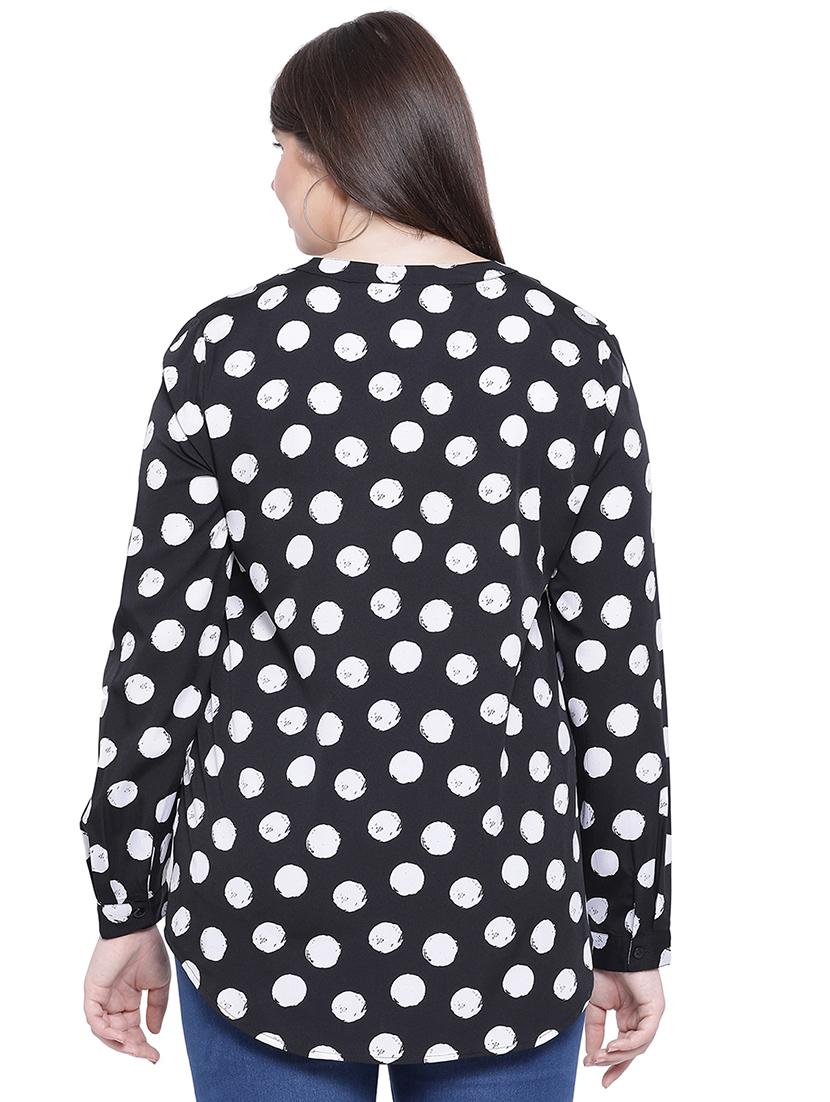mandarin neck polka dot top - 16751005 - Zoom Image - 3