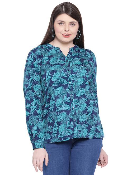 mandarin neck tropical shirt - 16751008 - Standard Image - 1