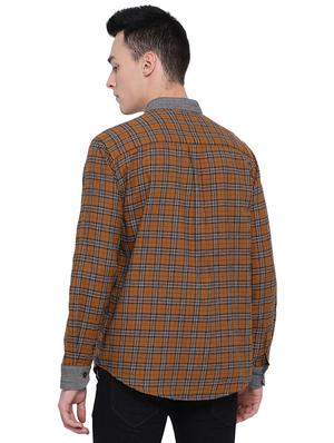 brown checkered casual shirt - 16751034 - Standard Image - 3