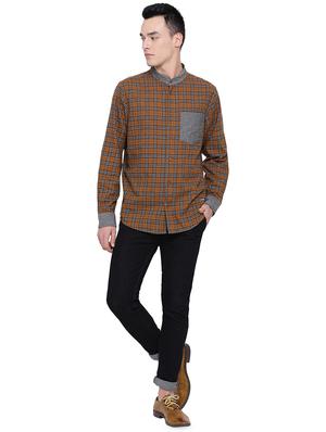 brown checkered casual shirt - 16751034 - Standard Image - 4