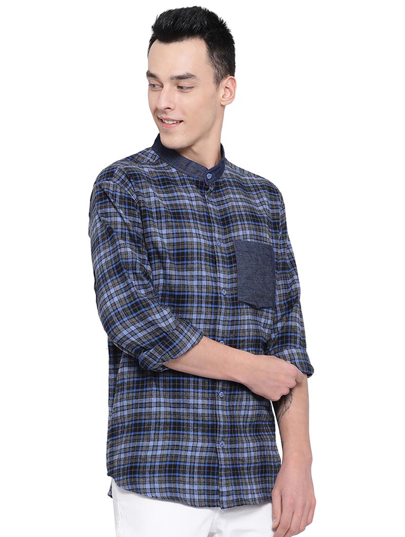 blue checkered casual shirt - 16751035 - Zoom Image - 2