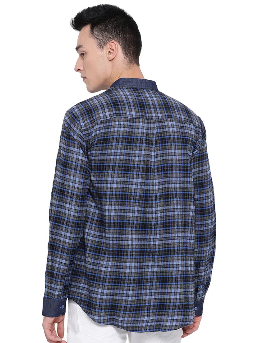 blue checkered casual shirt - 16751035 - Zoom Image - 3