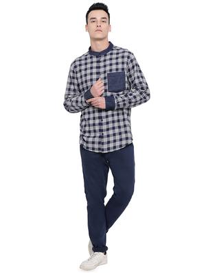 navy blue checkered casual shirt - 16751036 - Standard Image - 4